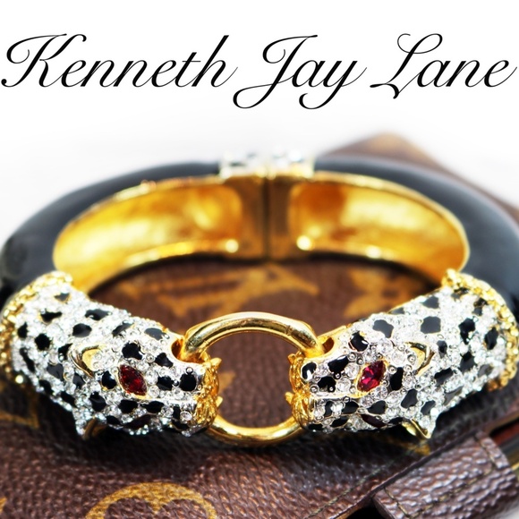 Kenneth Jay Lane Jewelry - ⚜️ Exquisite Rare Vintage Kenneth Lane Crystal Leopard Bracelet
